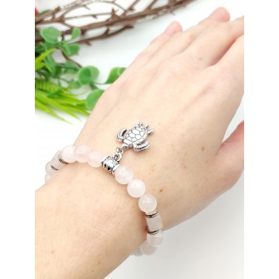 Браслет с розовым кварцем и жемчугом