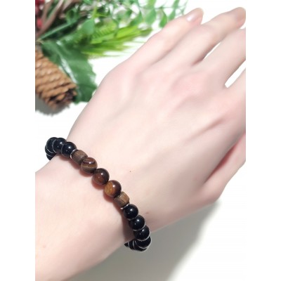 Браслет из агата, сардоникса (сердолика) и дерева