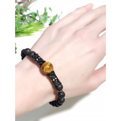 Браслет из тигрового глаза и лавы Браслет из тигрового глаза и лавы