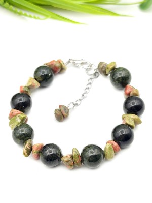 Браслет из унакита и змеевика