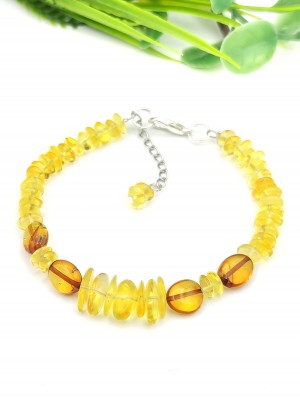 Браслет из лимонного и коньячного янтаря