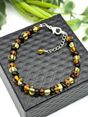 Браслет из желтого и коньячного янтаря