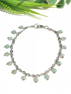 Браслет с зеленым агатом