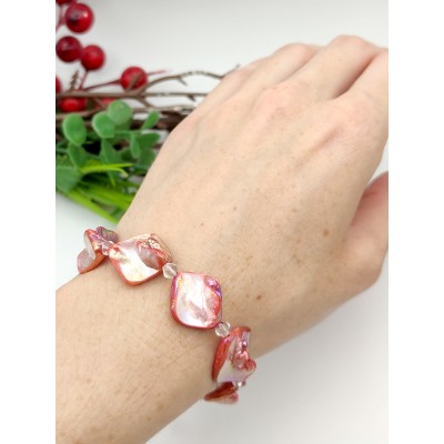 Браслет из оранжевого перламутра