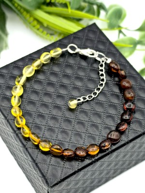 Браслет из желтого и коньячного янтаря