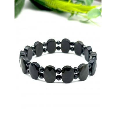 Браслет из серебристого и золотистого обсидиана и шпинели