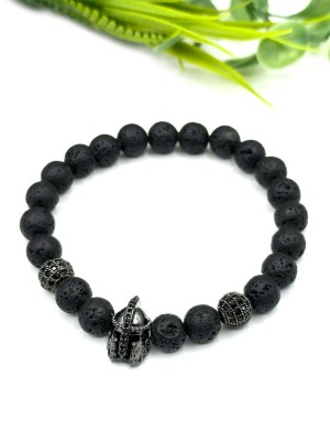 Браслет мужской с лавой со шлемом Браслет мужской с лавой со шлемом