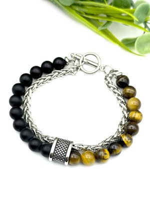 Браслет с агатом и тигровым глазом Браслет с агатом и тигровым глазом