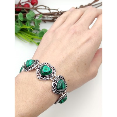 Браслет с малахитом (синтетическим)