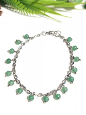 Браслет с зеленым агатом