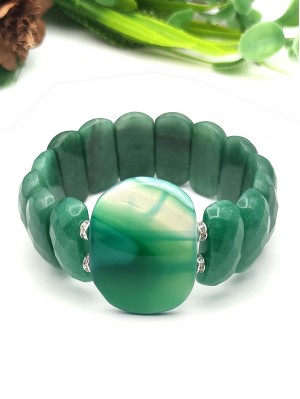 Браслет с зеленым агатом и авантюрином