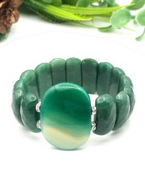 Браслет с зеленым агатом и авантюрином