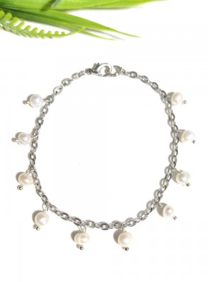 Браслет с белым жемчугом