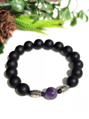 Дизайнерский браслет из агата и аметиста