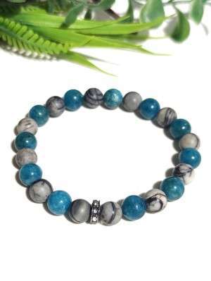 Браслет из апатита и картографической яшмы