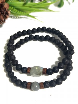 Комплект браслетов с лабрадором и лавой