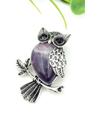 Брошь-подвеска Сова с аметистом