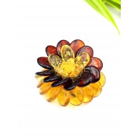 Брошь с вишневым и медовым янтарем