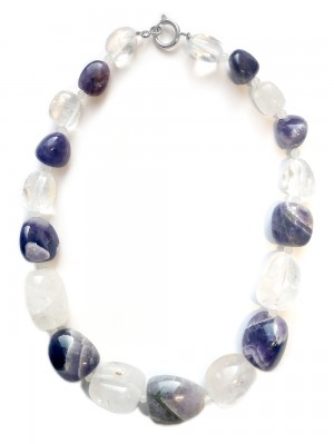 Бусы из аметиста и горного хрусталя