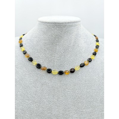 Бусы из черного, лимонного и медового янтаря