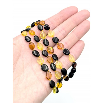 Бусы из черного, лимонного и медового янтаря