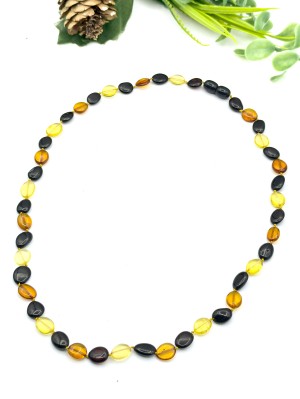 Бусы из черного, лимонного и медового янтаря