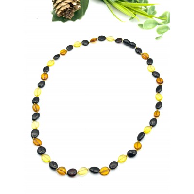 Бусы из черного, лимонного и медового янтаря