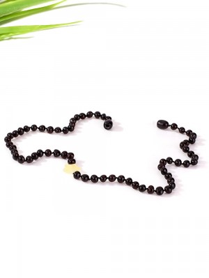 Бусы с черным и белым королевским янтарем (под заказ 2-3 дня)