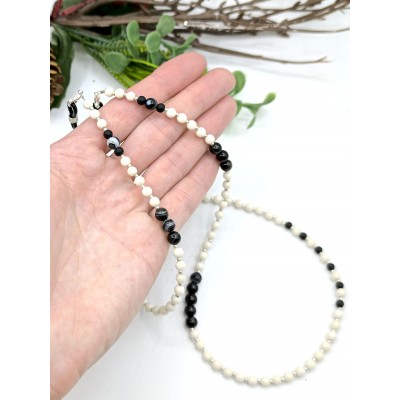 Цепочка для очков с агатом и ониксом