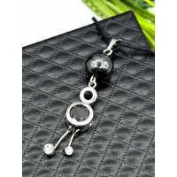 Подвеска с гематитом и фианитами Подвеска с гематитом и фианитами