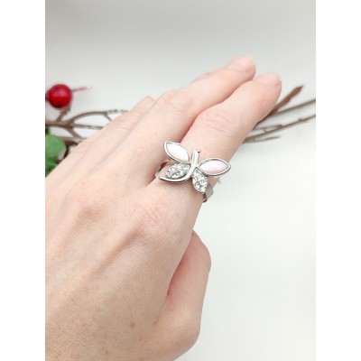 Кольцо Стрекоза с перламутром