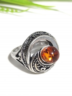 Кольцо посеребренное с бернитом (сплав смол и янтаря)