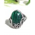 Кольцо посеребренное с малахитом (синтетическим)