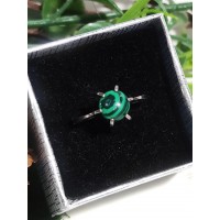 Кольцо посеребренное с малахитом (синтетическим)