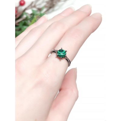 Кольцо посеребренное с малахитом (синтетическим)