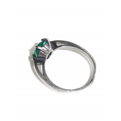 Кольцо посеребренное с малахитом (синтетическим)