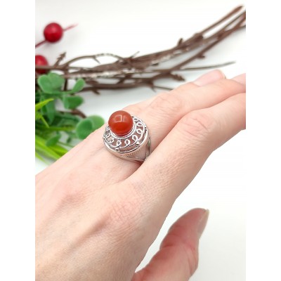 Кольцо посеребренное с сердоликом