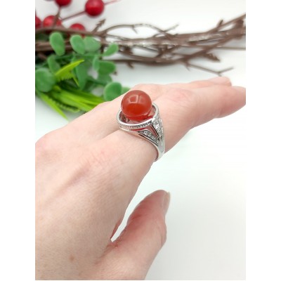 Кольцо посеребренное с сердоликом