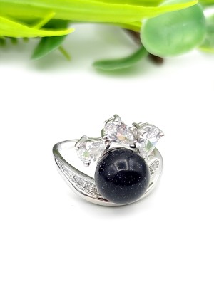 Кольцо посеребренное с синтетическим авантюрином Каирская ночь