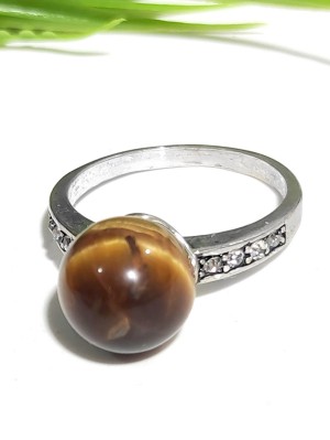 Кольцо посеребренное с тигровым глазом