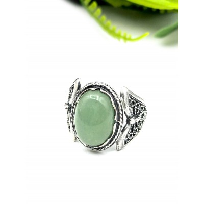 Кольцо посеребренное с зеленым авантюрином