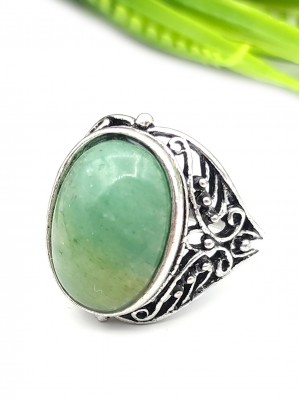 Кольцо посеребренное с зеленым авантюрином