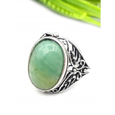 Кольцо посеребренное с зеленым авантюрином