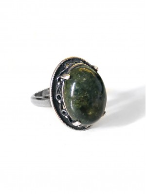 Кольцо посеребренное со змеевиком