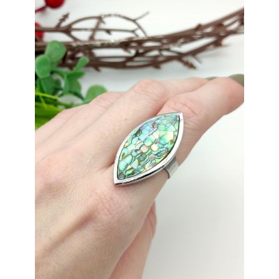 Кольцо с халиотисом (перламутром)