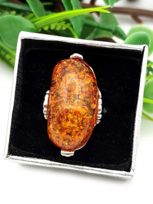 Кольцо с коньячным бернитом (сплав смол и янтаря)