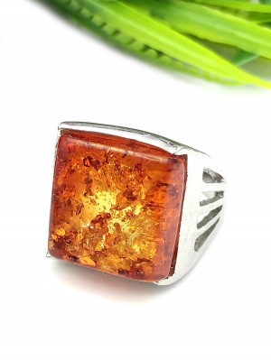 Кольцо с коньячным бернитом (сплав смол и янтаря)