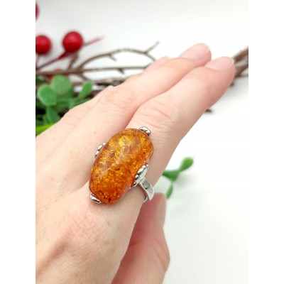 Кольцо с коньячным бернитом (сплав смол и янтаря)