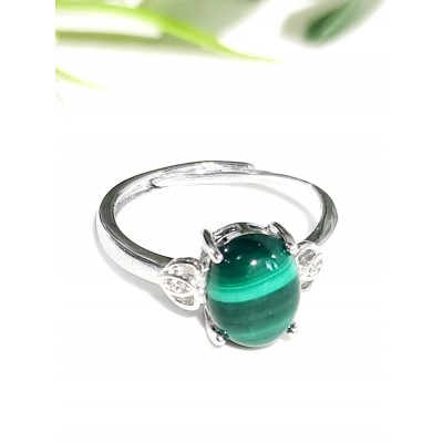 Кольцо с натуральным малахитом