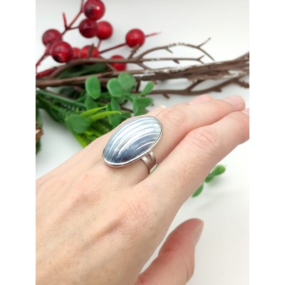 Кольцо с голубым перламутром